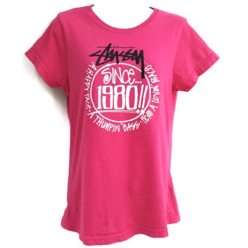 Stussy Pink Graphic Tee T Shirt Increase the Peace L - Picture 1 of 8